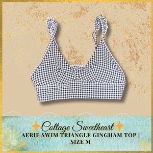 ✨ Aerie Gingham Ruffle Bikini Top – Size M ✨